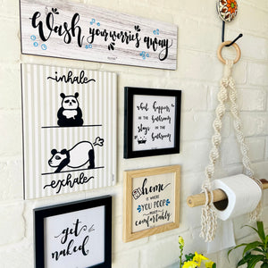 Washroom combo with stick tissue hanger | Restroom Decor