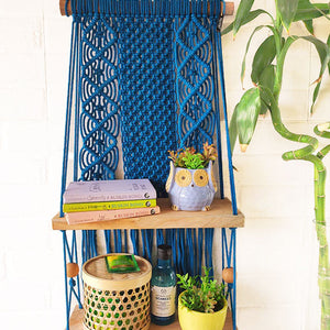Intricate Macrame Double Wall Shelf | Blue