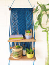 Intricate Macrame Double Wall Shelf | Blue
