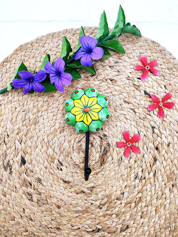 Ceramic Hooks | Sea Green Flower
