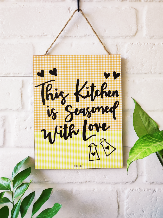 This kitchen is seasoned with love | 9 x 7 inches Wooden Boards